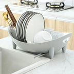 🍽️ Oval Dish Drying Rack with Utensil Holder