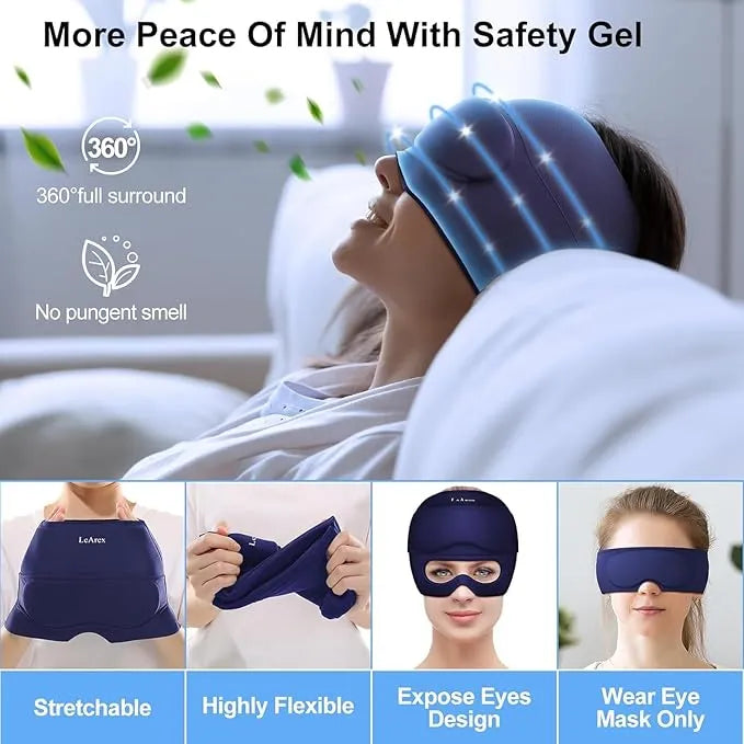 Multifunctional Gel Head & Eye Therapy Mask – Hot & Cold Relief for Migraines, Puffy Eyes, Sinus Pressure & Stress