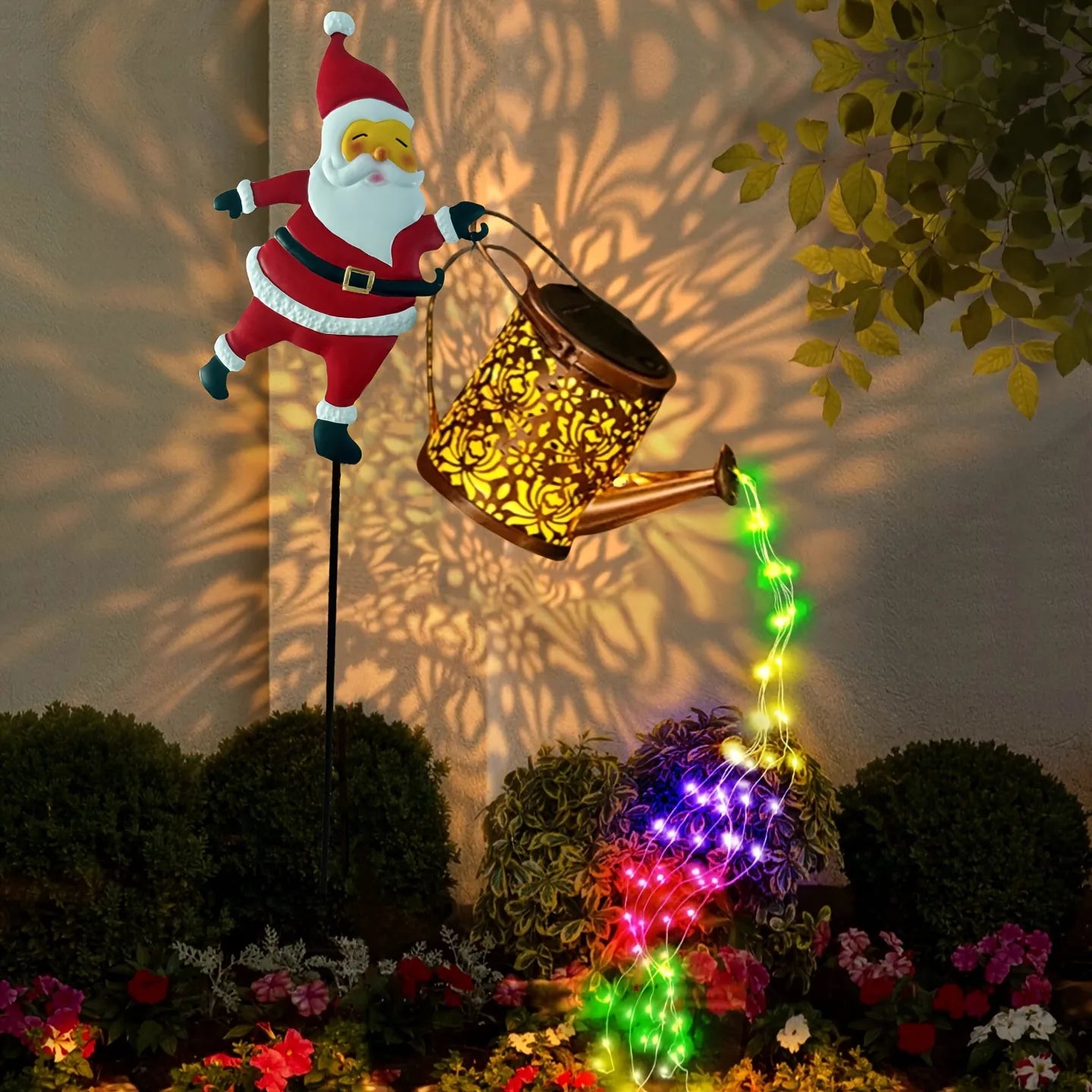 Santa Solar Watering Can Christmas Garden Light