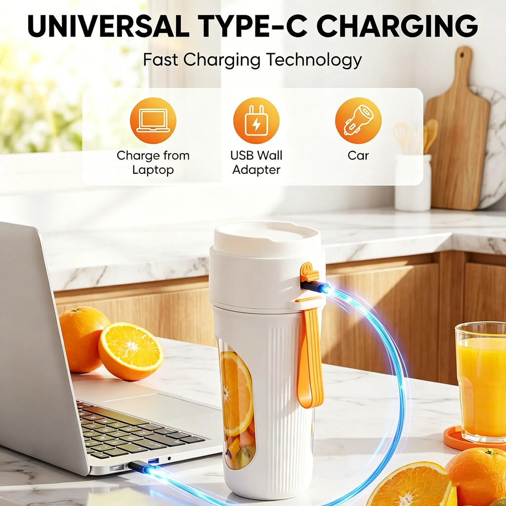 🍓Smoothie Blender – 15fl oz Portable Type-C Rechargeable Blender