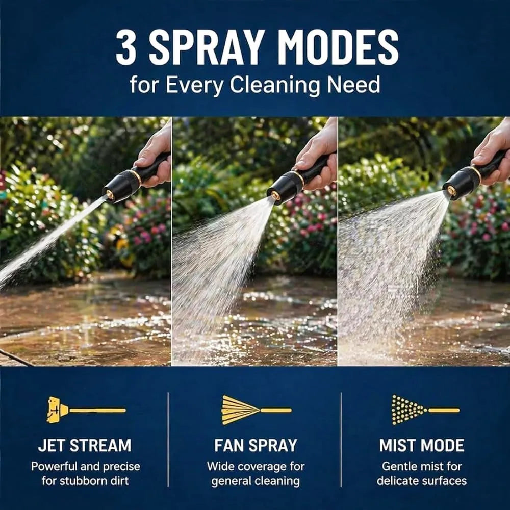 🚿🌿Adjustable Garden Hose Nozzle – High Pressure Multi-Pattern Spray Nozzle