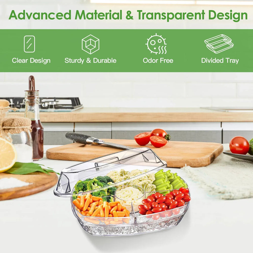 ❄️ 15-Inch Refrigerated Party Serving Tray with Lid