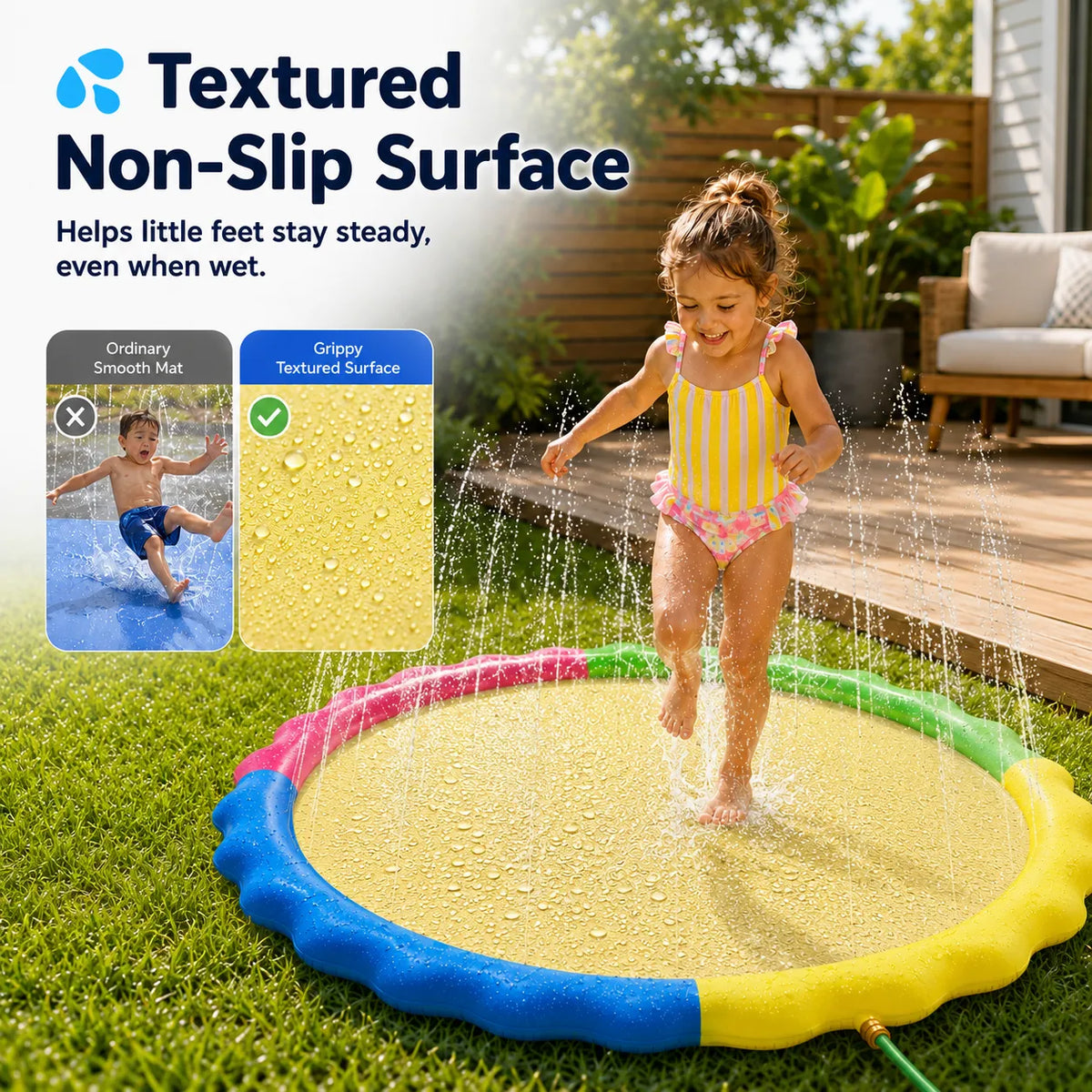 💦 67‘’ Non‑Slip Splash Pad for Kids & Dogs