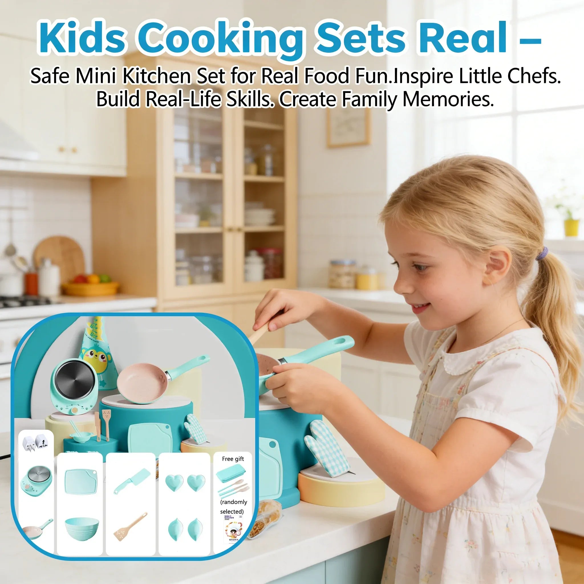 🍳 Kids Cooking Sets Real – Safe Mini Kitchen Set for Real Food Fun