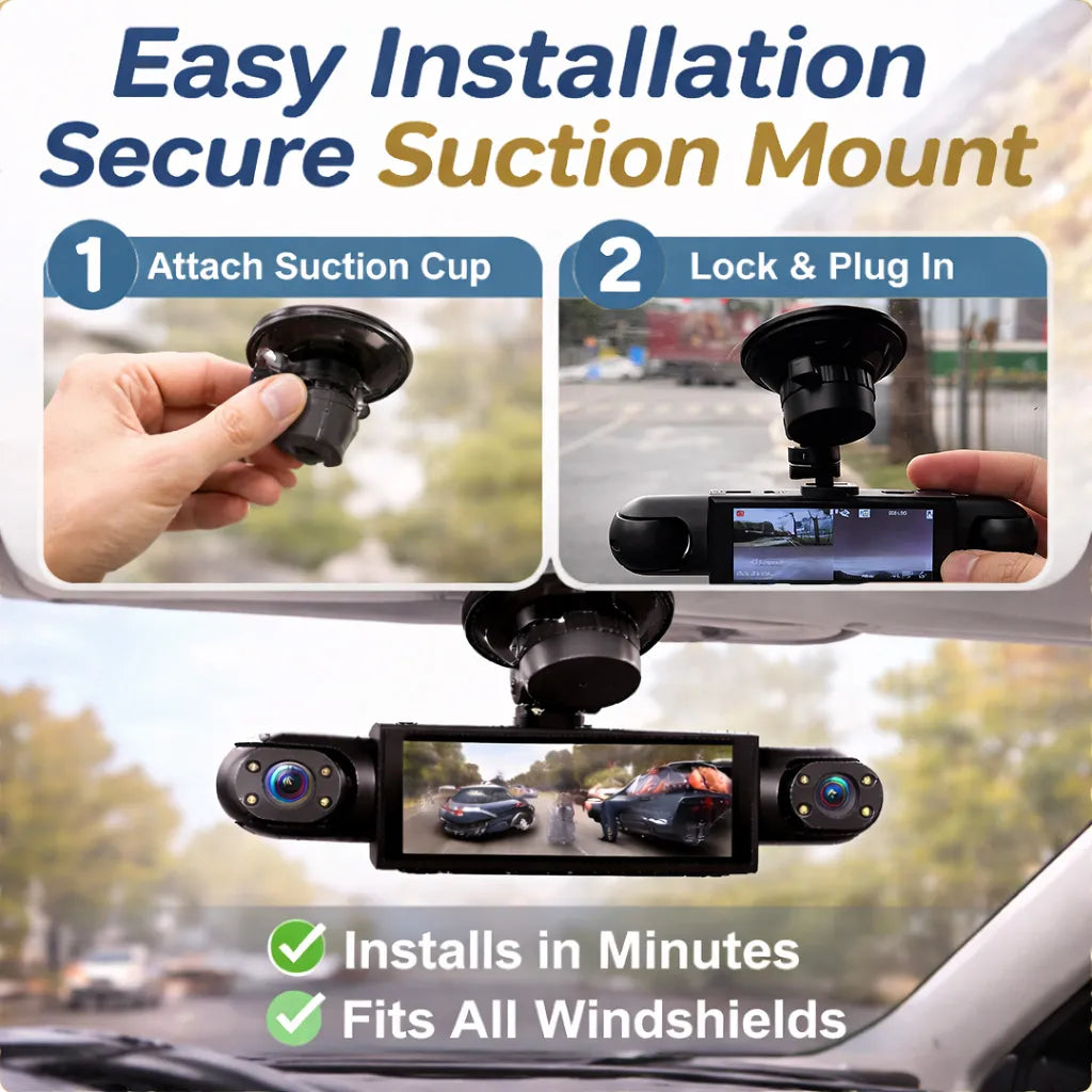 🚗4-Channel 1080P Dash Camera with Front, Rear, Left & Right Recording