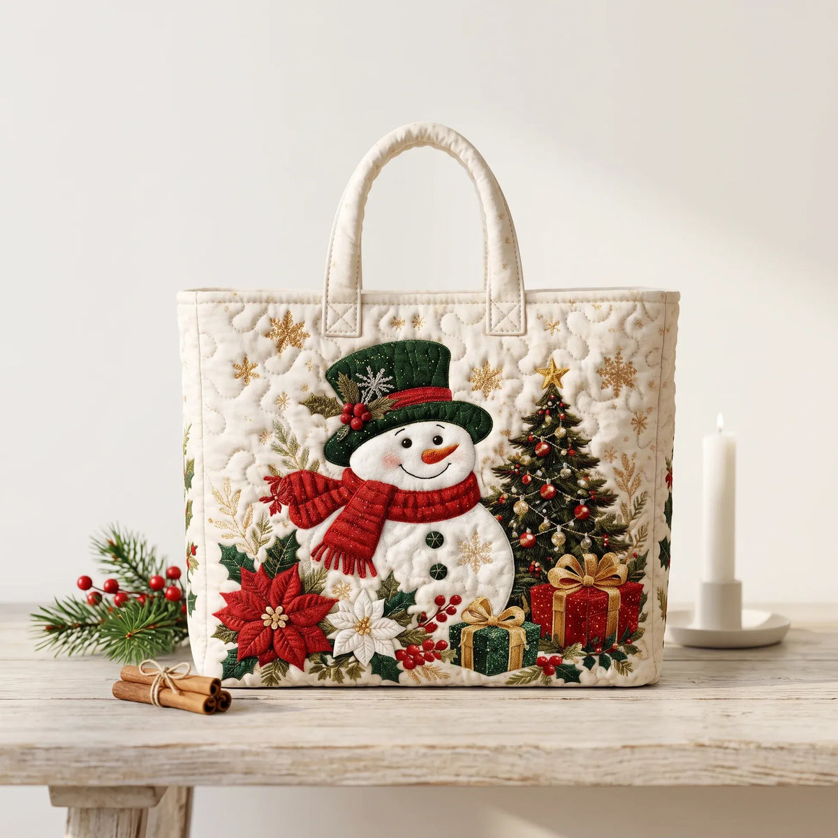 Quilted Christmas Tote Bag