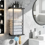 Wall-Mounted Towel Organizer with Top Shelf & 3 Hooks