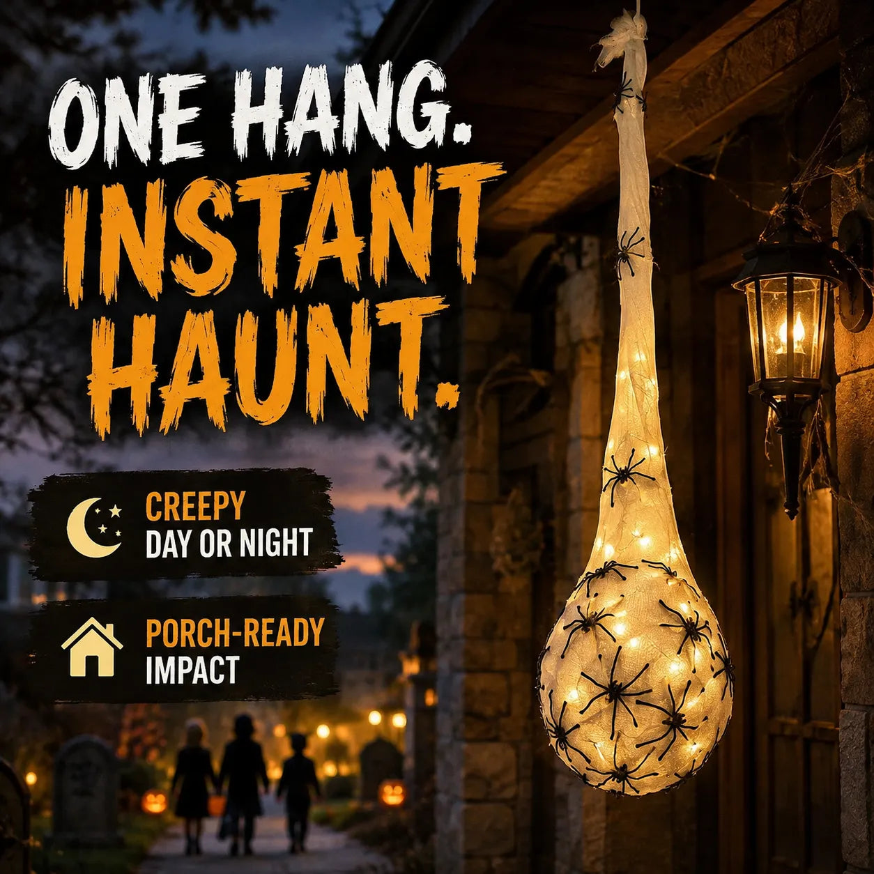 Light-Up Hanging Spider Egg Sac Halloween Decoration