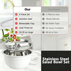 🥗 Stainless Steel Salad Bowl Set – Fresh Meals, Anytime Anywhere
