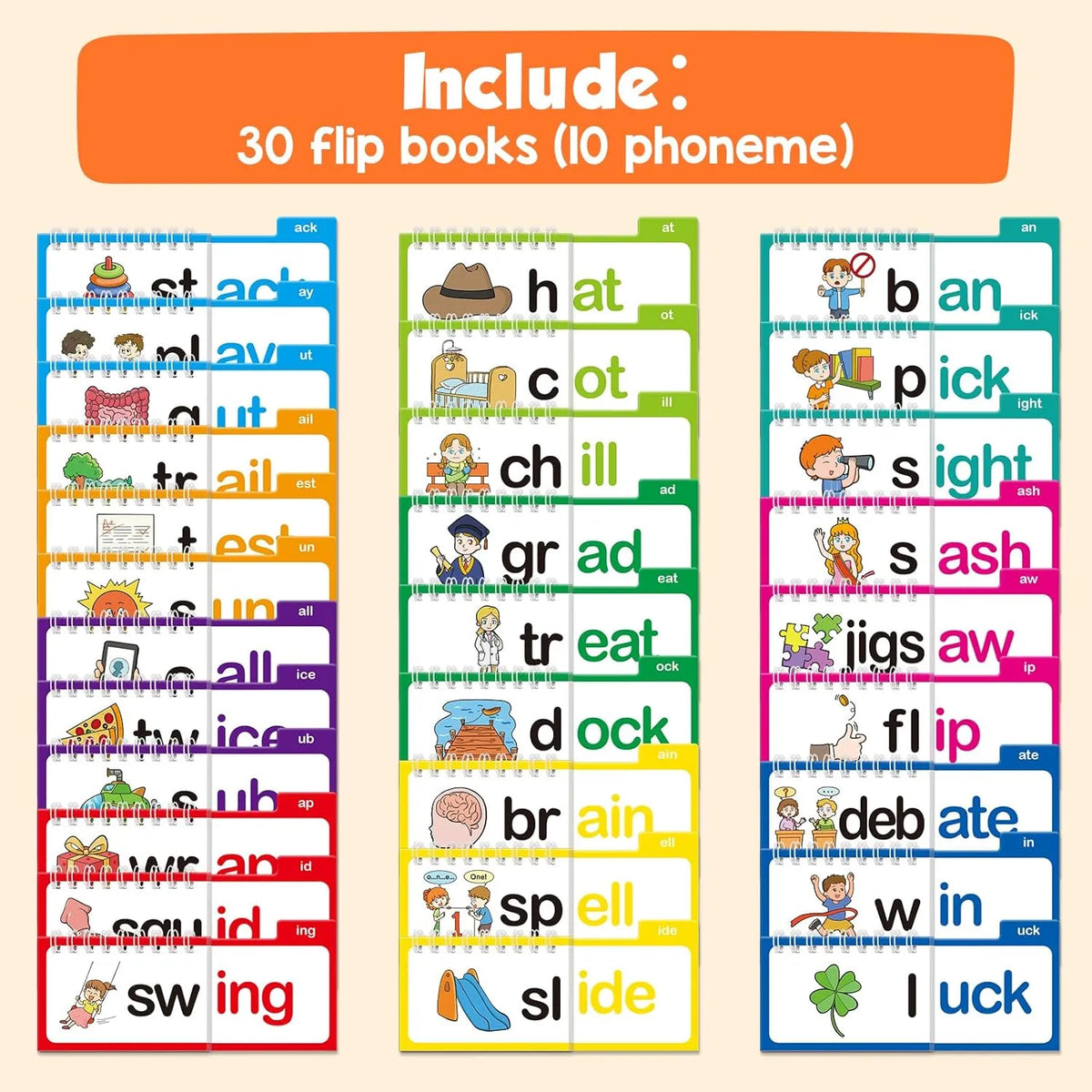 📚 Read & Rhyme Flip-Book Set – 30 Educational Phonics Flip Books for Early Learning
