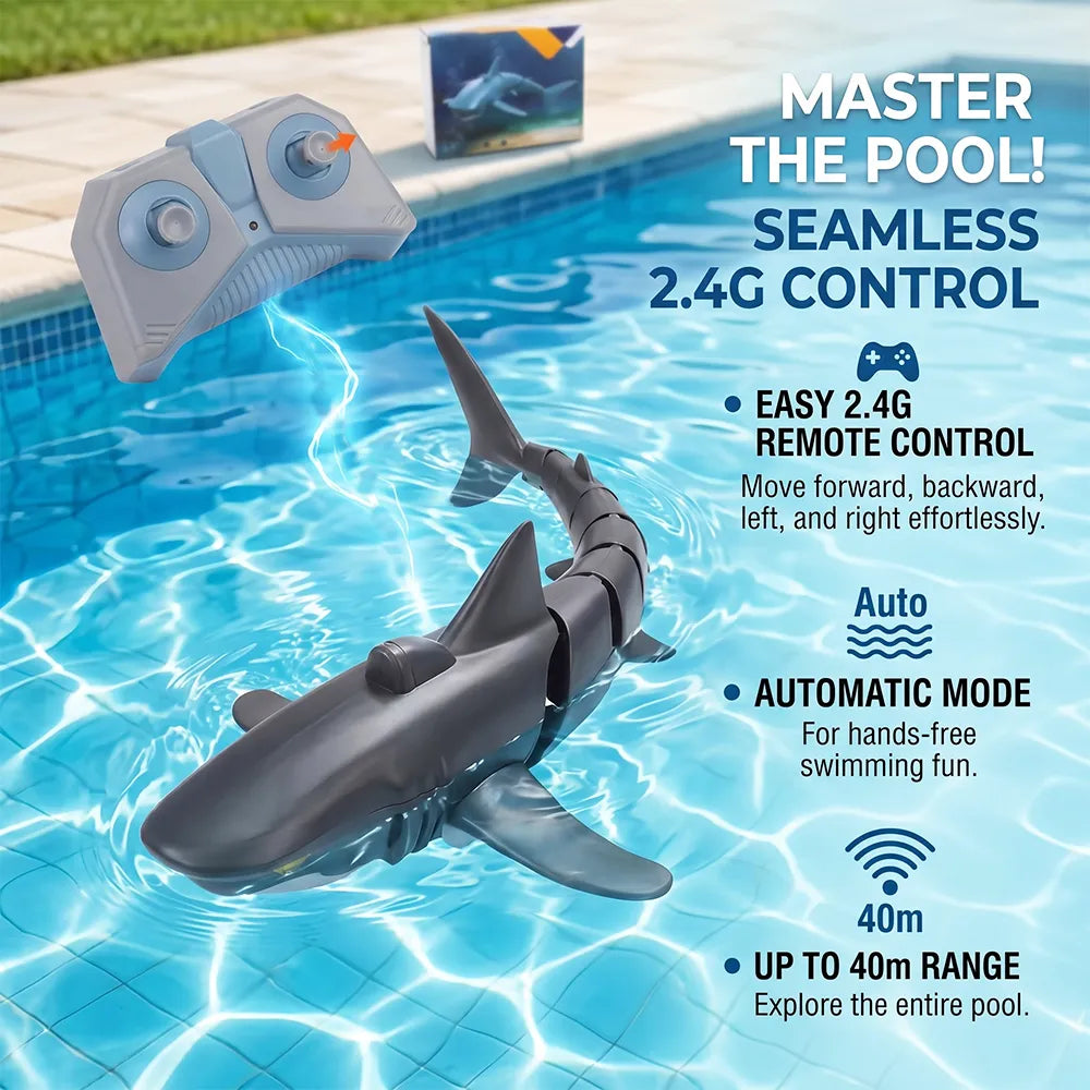 🦈💦2.4G Remote Control Shark Toy – Realistic Swimming RC Shark for Kids