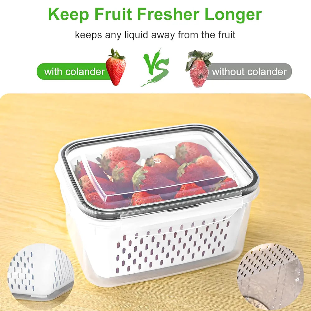 🥗 Refrigerator Draining Storage Basket – Fresh Food Organizer Box