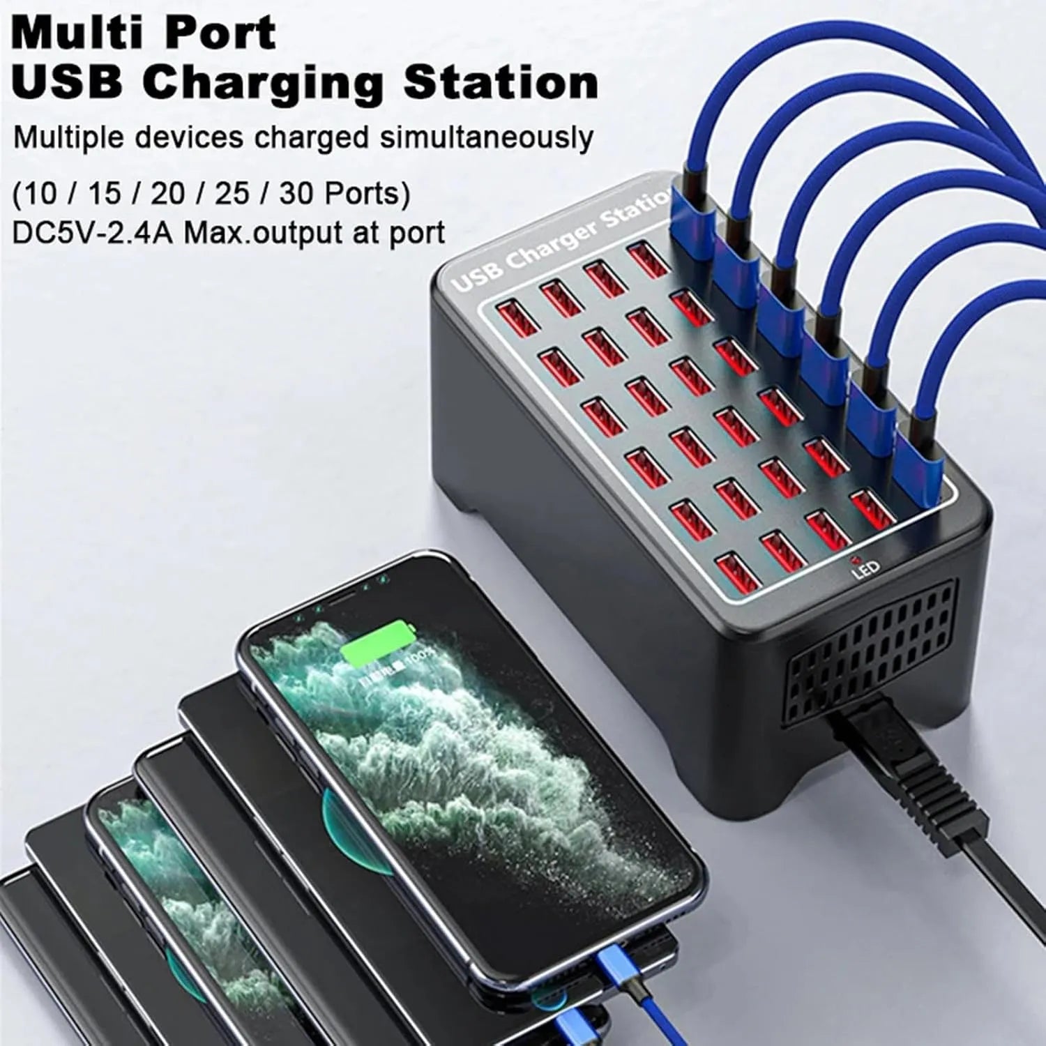 150W 30-Port Smart USB Charging Station