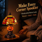 Cozy Halloween Glow Stained-Glass-Style Table Lamp
