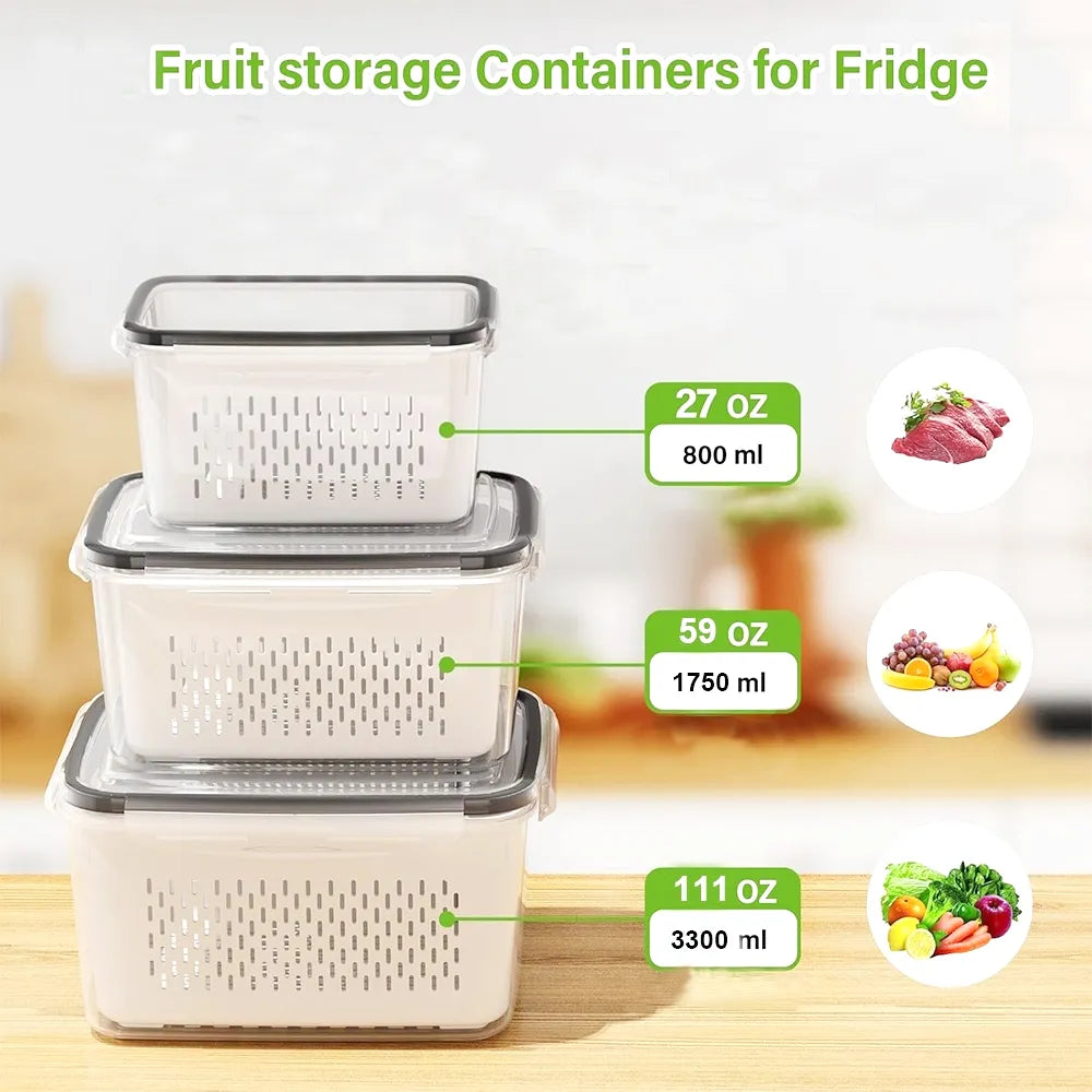 🥗 Refrigerator Draining Storage Basket – Fresh Food Organizer Box