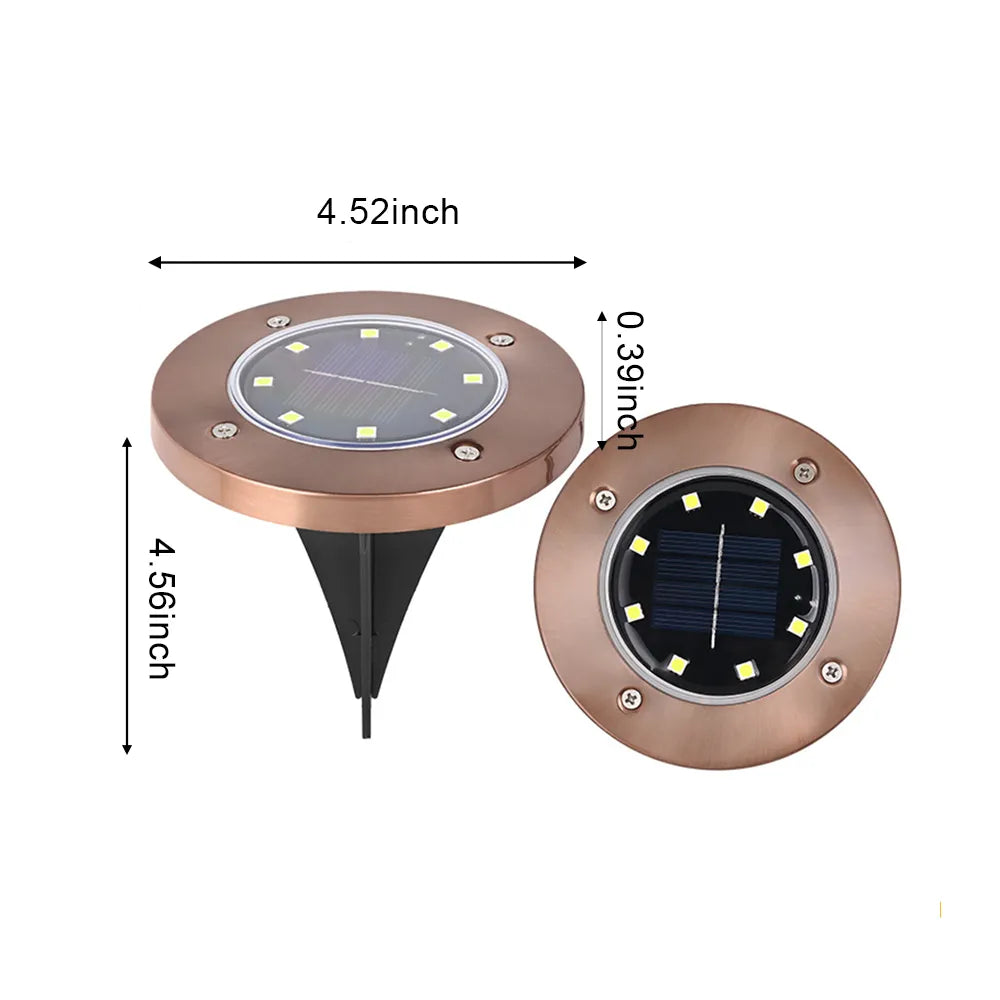 🌙 Solar Ground Lights – 8 LED Outdoor Disk Lights