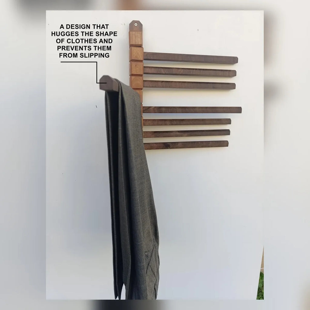 Space-Saving Swivel Solid Wood Trouser Rack