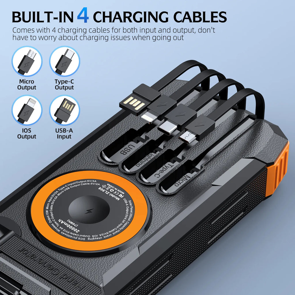 💡Solar Power Bank 20000mAh – Portable Charger