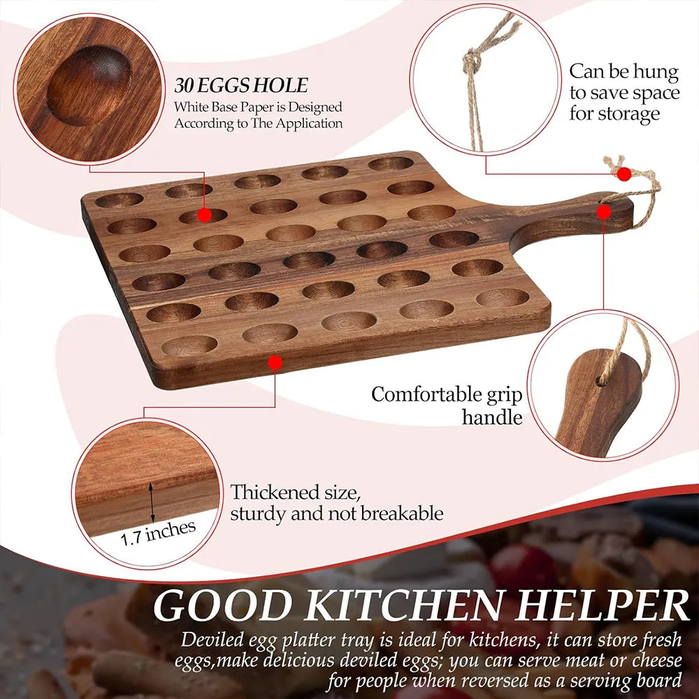 🥚 Double-Sided Wooden Deviled Egg Tray & Serving Board