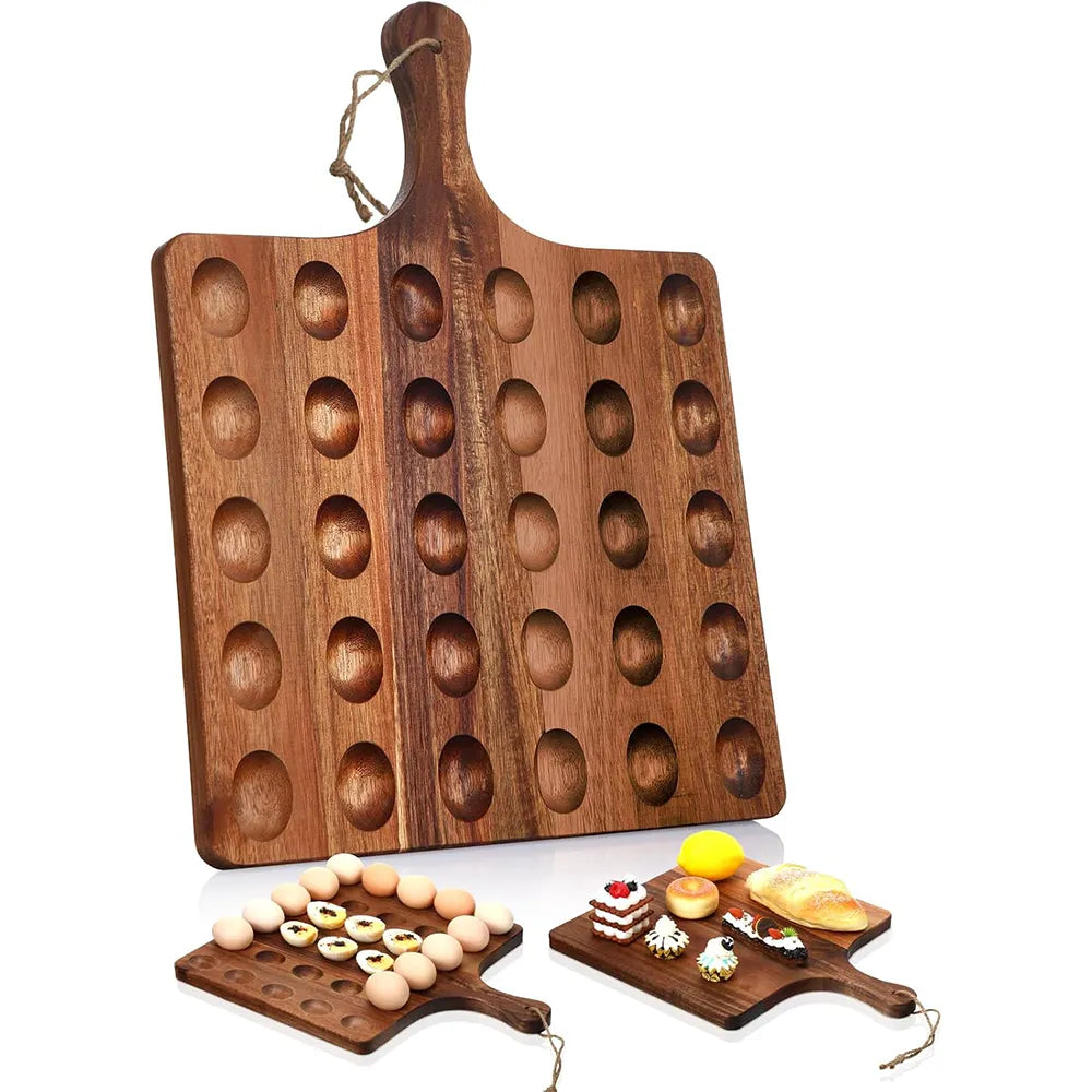 🥚 Double-Sided Wooden Deviled Egg Tray & Serving Board