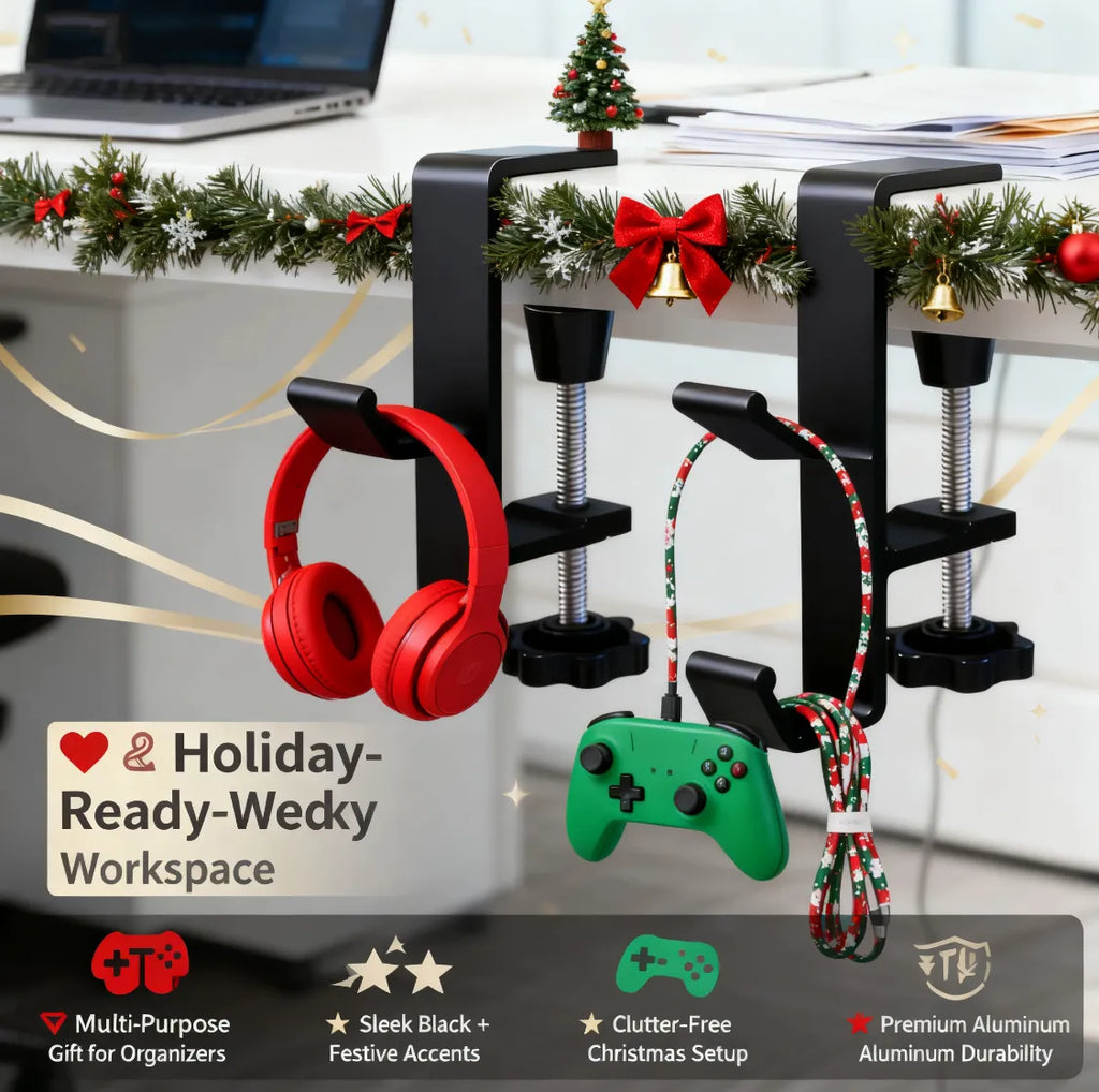 🎄Adjustable Christmas Fireplace Mantel Hooks – Heavy-Duty Stocking & Wreath Hanger Clamps for Holiday Decorations