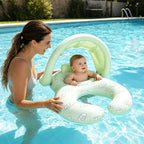 🌞 Infant Seat with Canopy | Inflatable Baby Pool Float with Soft Leg Support and Headrest