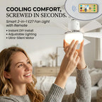 💡 E27 Screw-Base Silent Mini Fan Light,Remote Control