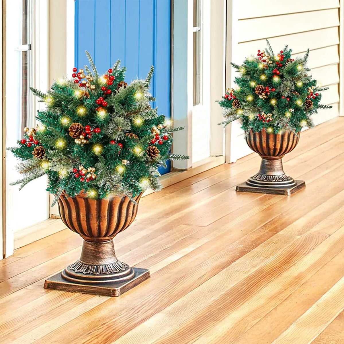 🎄 Pre-Lit Planter Bushes Christmas Holiday Decor