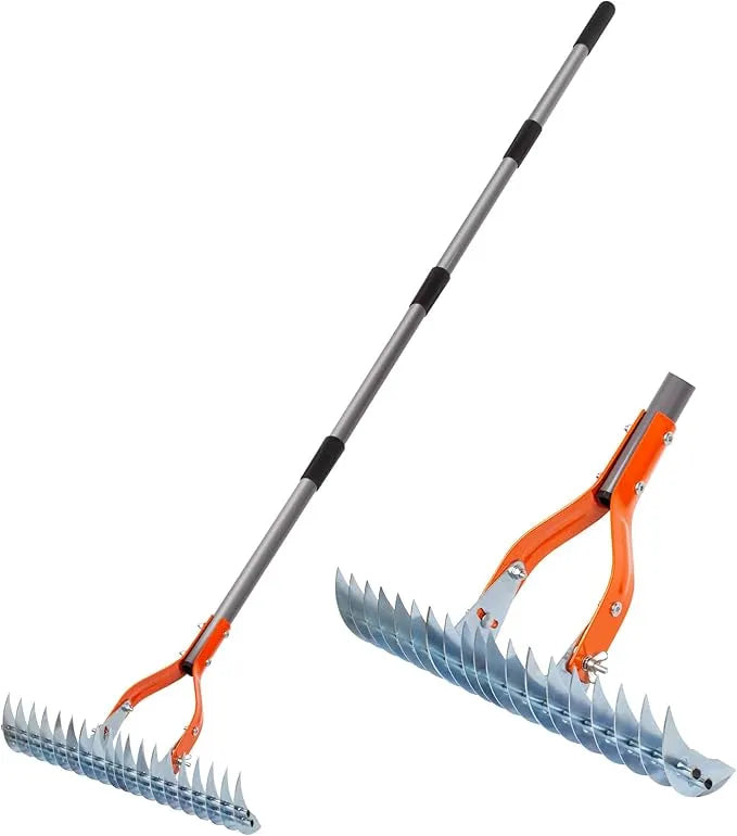 15-inch Lawn Thatch Rake-👍Adjustable (Overall length 70 inches)