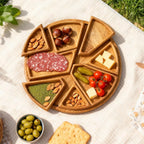 🌿 Divided Wooden Serving Tray with Removable Dividers