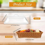 🍞 Large Handwoven Rattan-Style Bread Basket with Clear Acrylic Lid