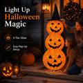 3-Tier Lighted Pumpkin Lantern Stack with Witch Hat