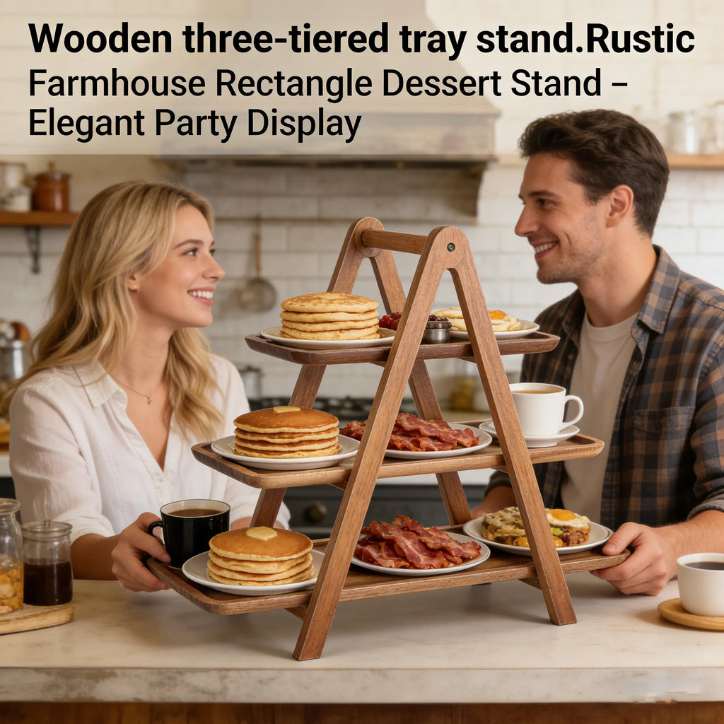 🌿 Wooden three-tiered tray stand