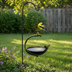 🐦 Vintage Outdoor Bird Bath & Feeder