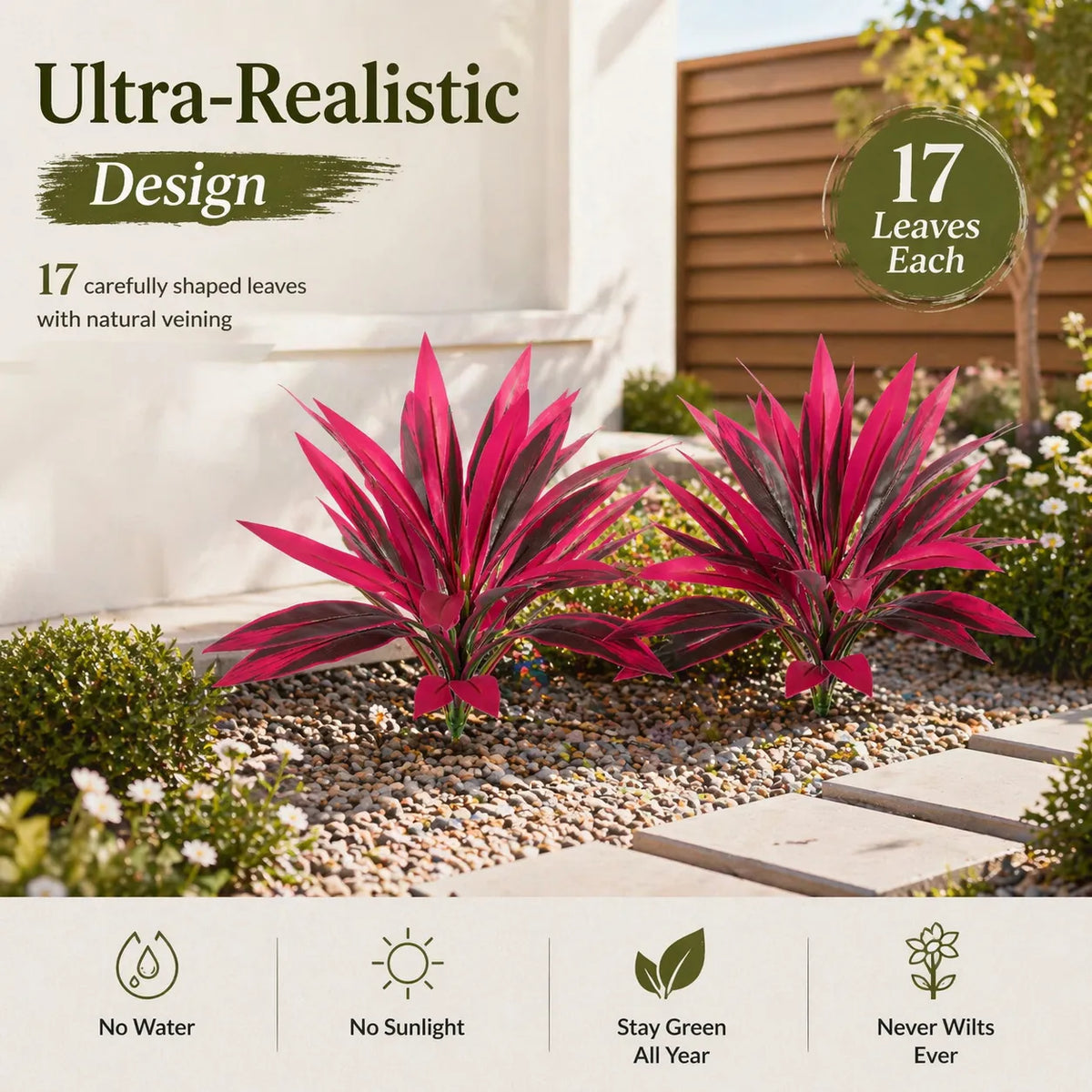 2‑Pack 21.6" Artificial Cordyline Plant