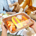 ✅ Large Handwoven Rattan-Style Bread Basket with Clear Acrylic Lid