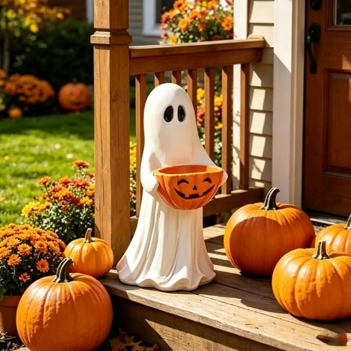 Spooky Welcome Ghost Pumpkin Treat & Planter Bowl