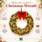 Multicolor Lighted Christmas Bulb Wreath