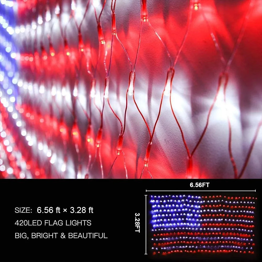 ❤️💙420 LED American Flag Light – Brilliant Patriotic Display for Every Celebration