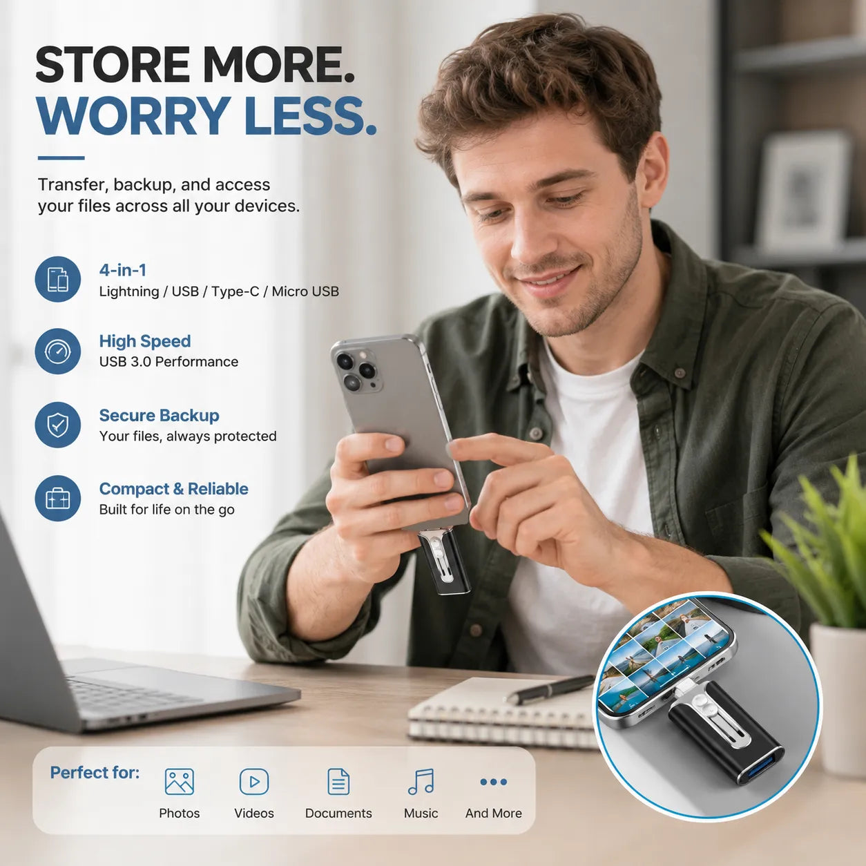 📱 4-in-1 Backup Flash Drive