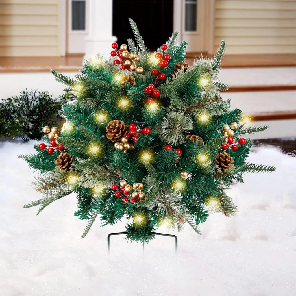 🎄 Pre-Lit Planter Bushes Christmas Holiday Decor