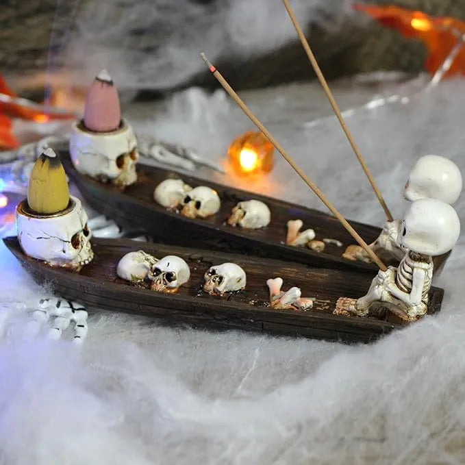 🎃 Skull Boat Backflow Incense Burner – Spooky Serenity Meets Home Decor 🎃
