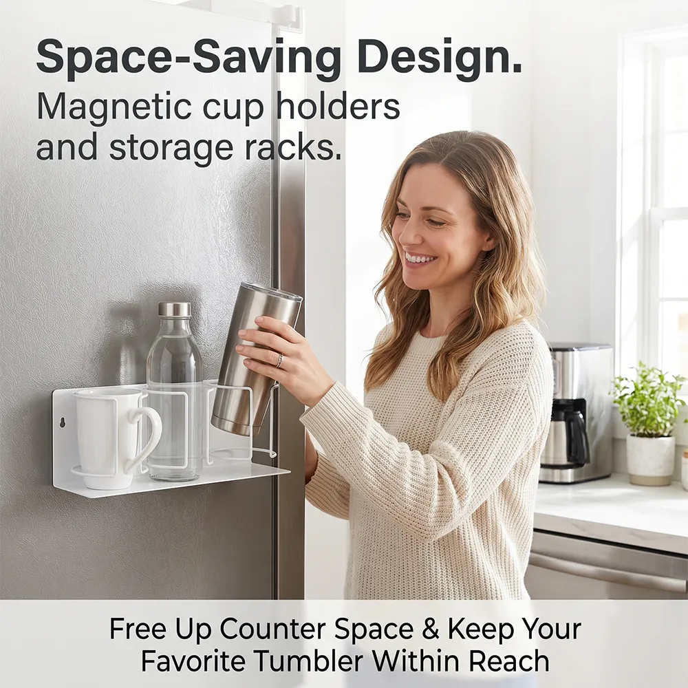 🥤 Magnetic cup holders and storage racks