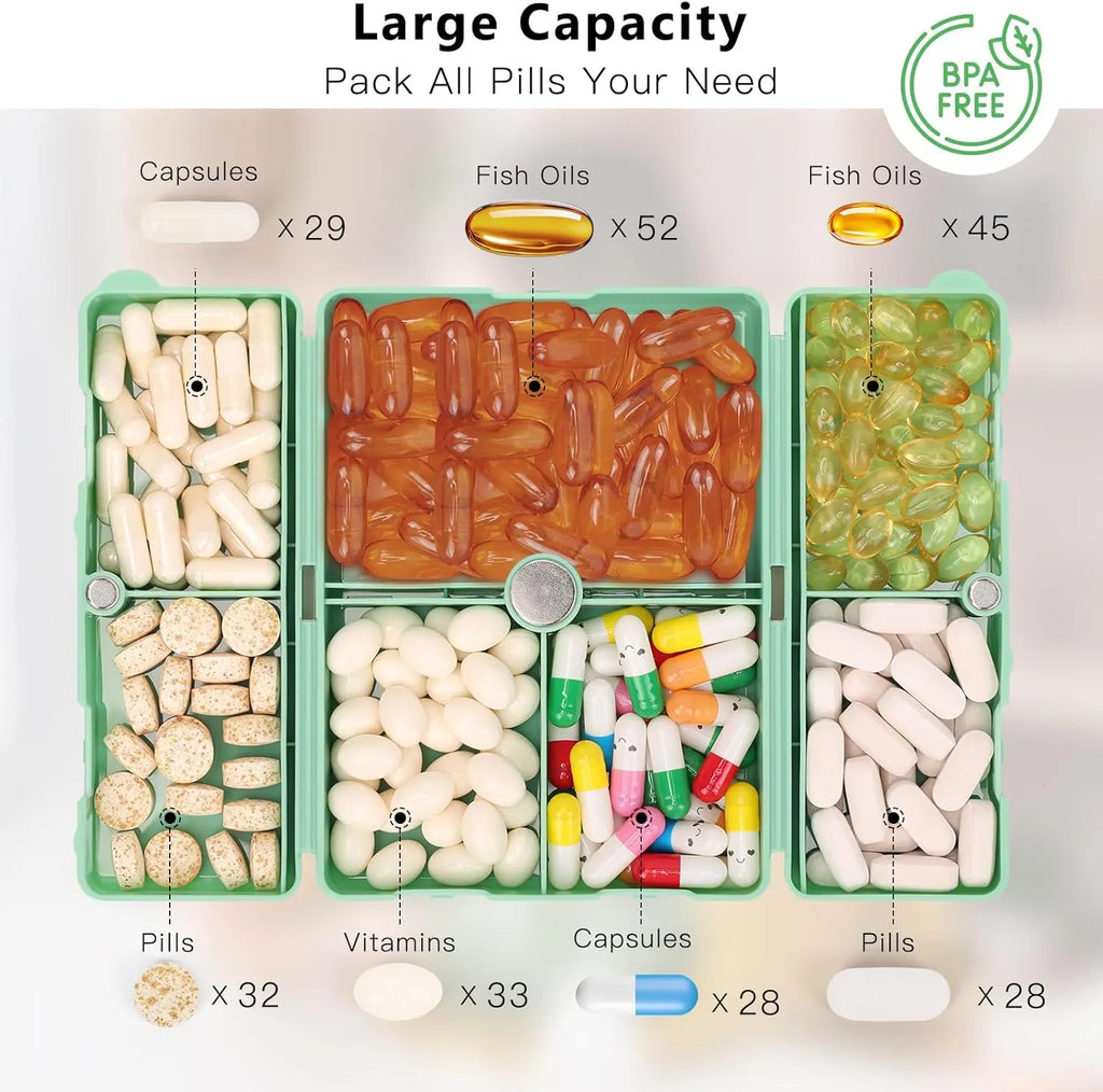 💊 Two-Piece Daily Pill Box Set – Foldable, Magnetic & Portable