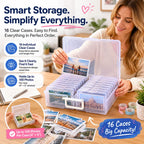 📸Portable Photo Organizer & Craft Storage Box with 16 Clear Cases