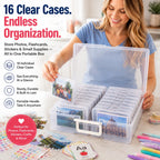 📸Portable Photo Organizer & Craft Storage Box with 16 Clear Cases