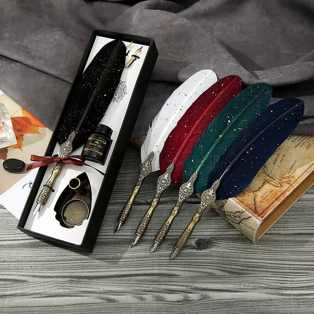 Vintage Signature Pen Calligraphy Set – Feather Pen for Writing