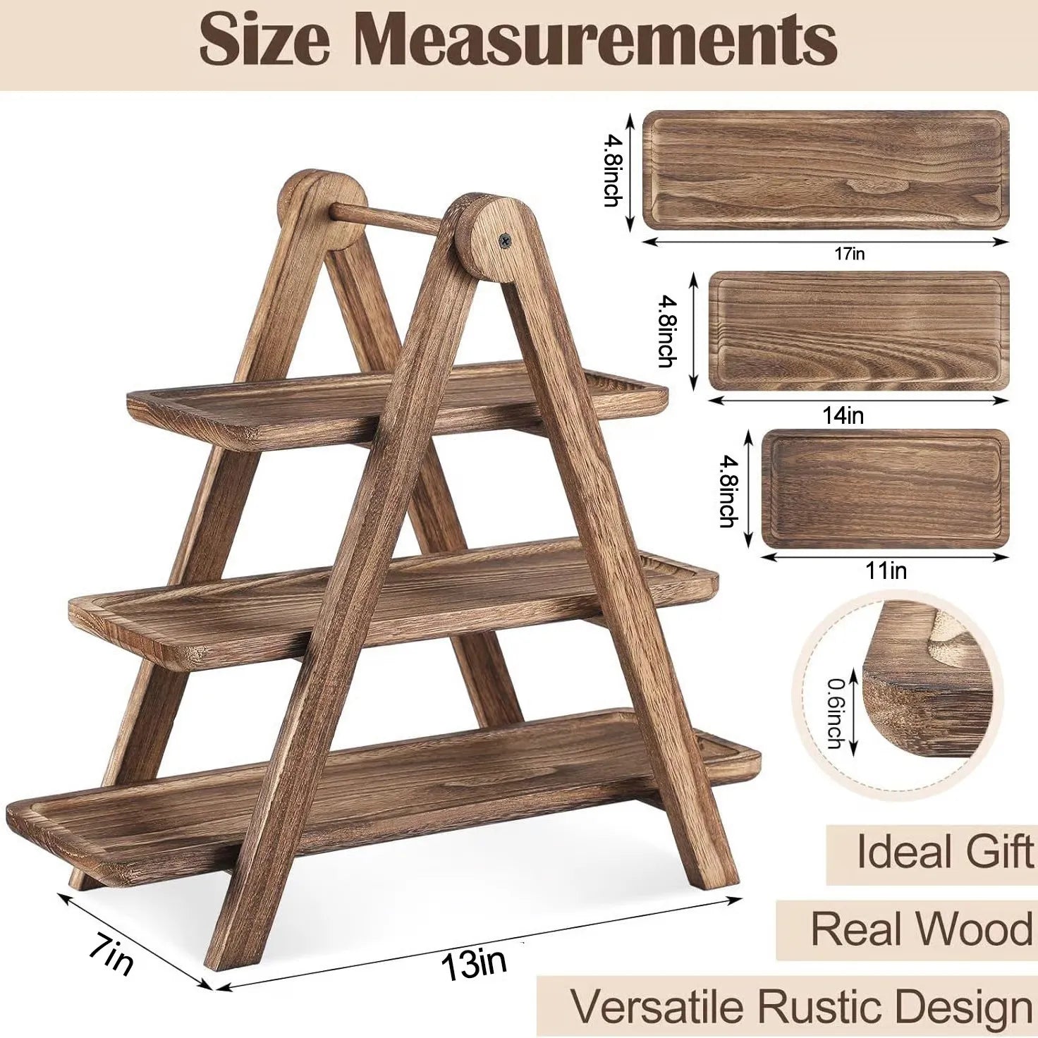 🌿 Wooden three-tiered tray stand