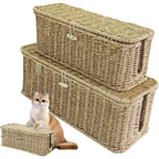 Handwoven Rattan Cable Management Box
