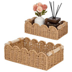 🌿Scalloped Wicker Storage Basket Set – Decorative Toilet Paper & Shelf Organizer